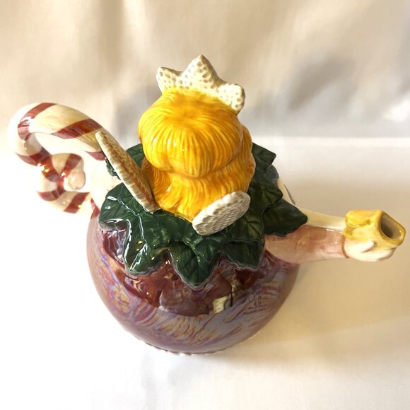 Department 56 Sugar Plum Fairy Vintage Christmas Teapot Hand-Painted Ceramic - Picture 3 of 9